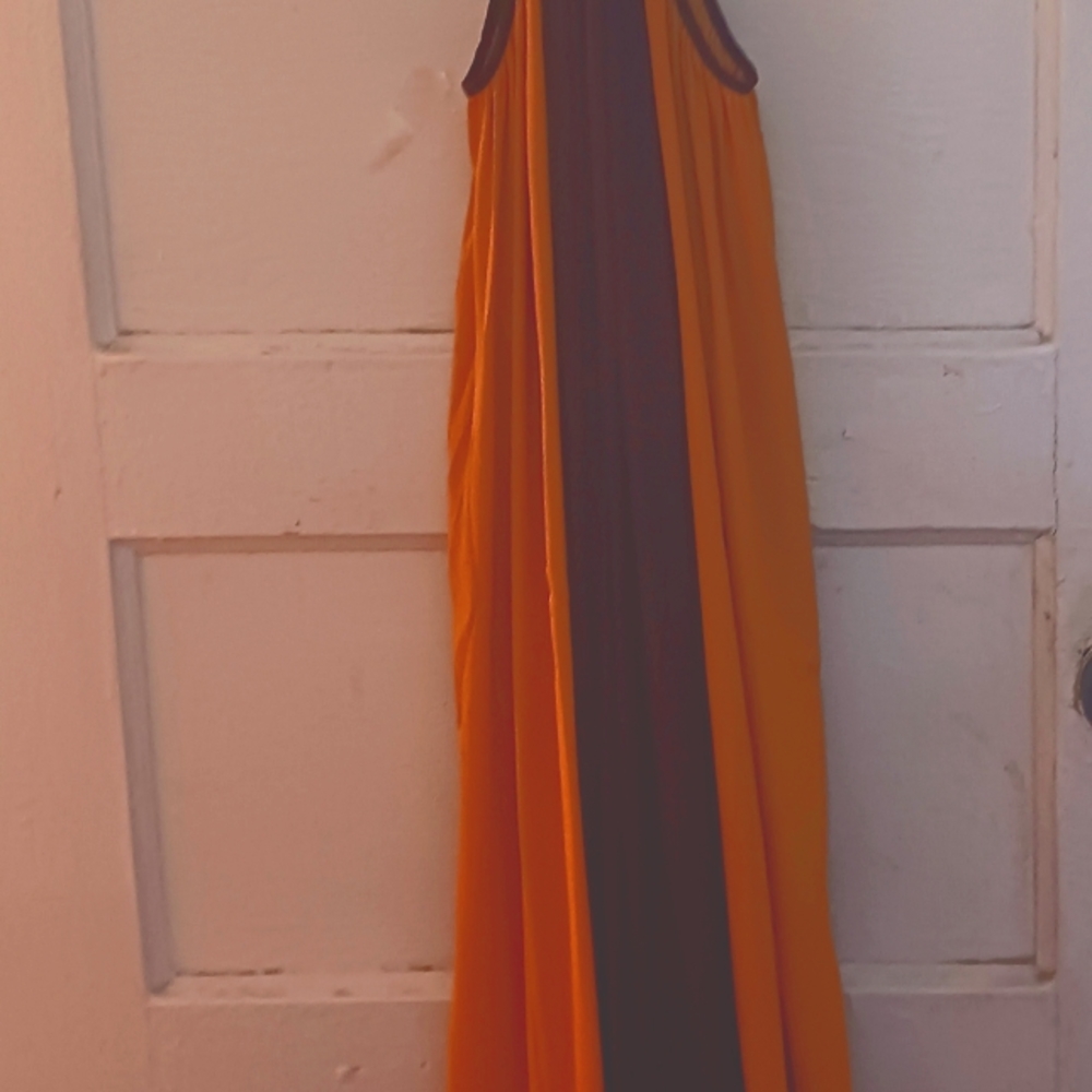 Maxi lengt pure silk block color dress